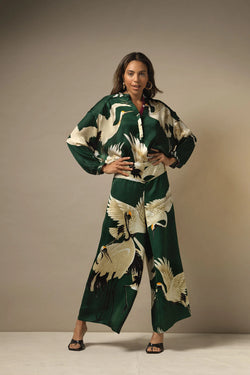 Stork Forest Green Palazzo Pants