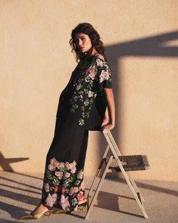 Trailing Blossom Black Palazzo Pant