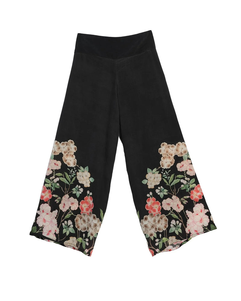 Trailing Blossom Black Palazzo Pant