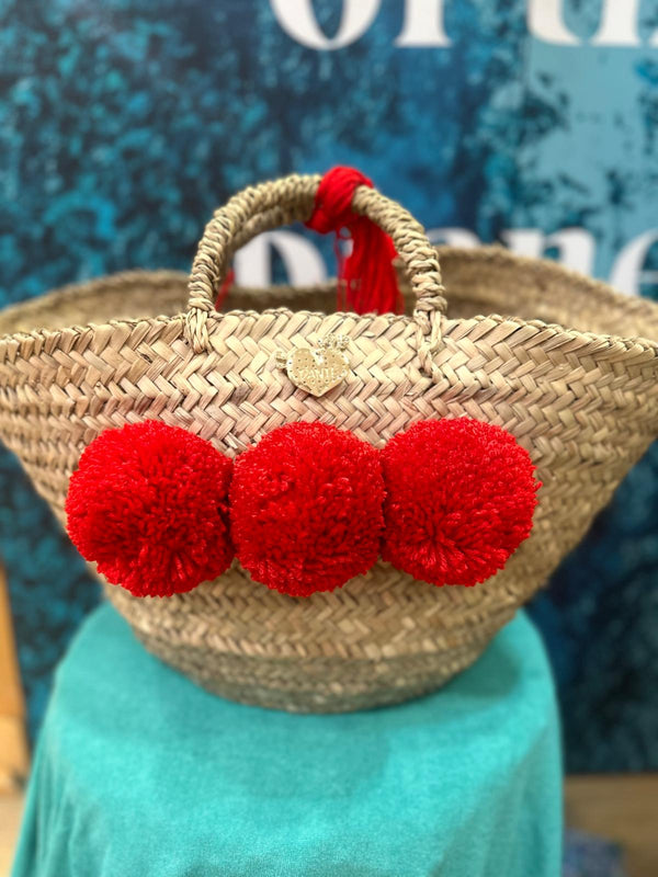 Red Large Pom Pom Bag