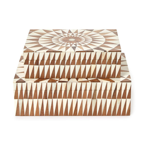 The Mark Inlaid Hinged Box with Wood Finish Interior - 2 sizes