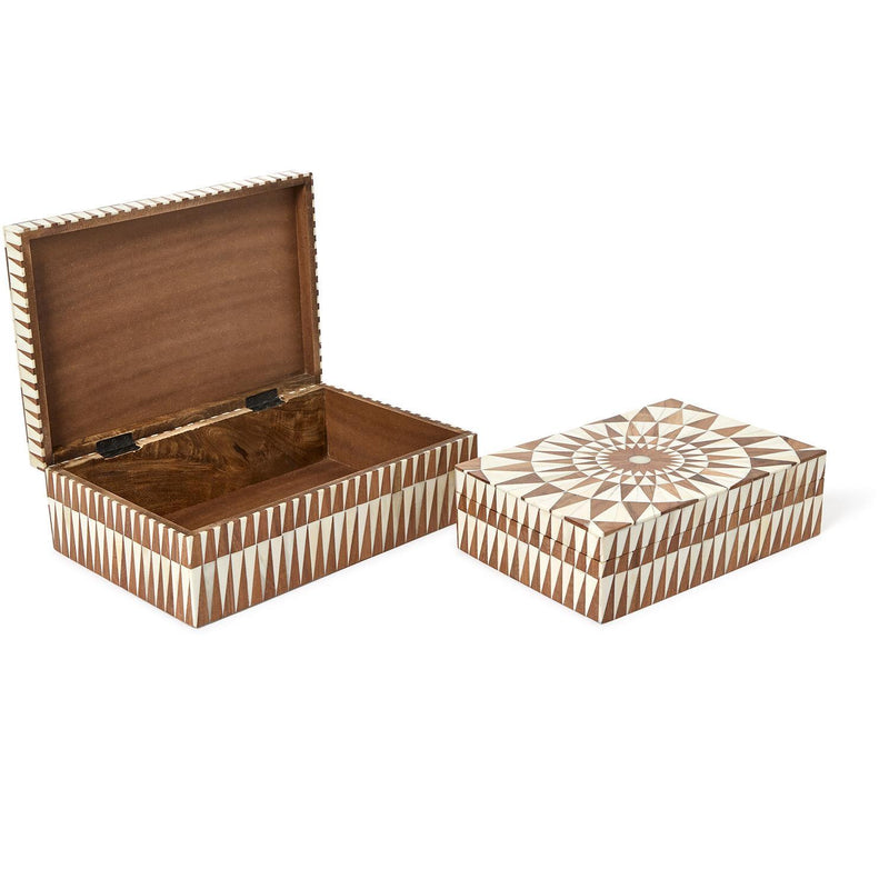 The Mark Inlaid Hinged Box with Wood Finish Interior - 2 sizes
