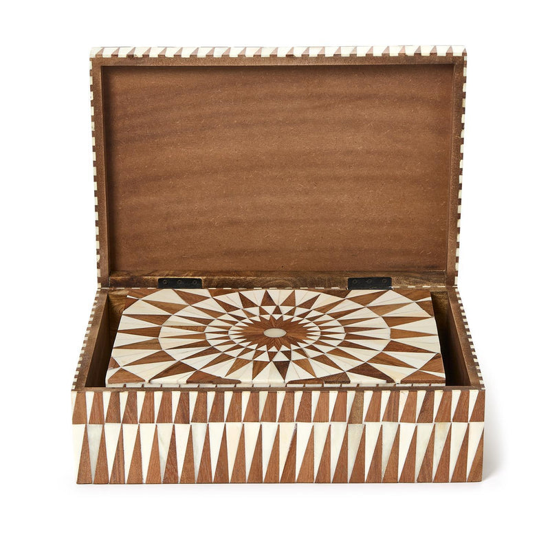 The Mark Inlaid Hinged Box with Wood Finish Interior - 2 sizes