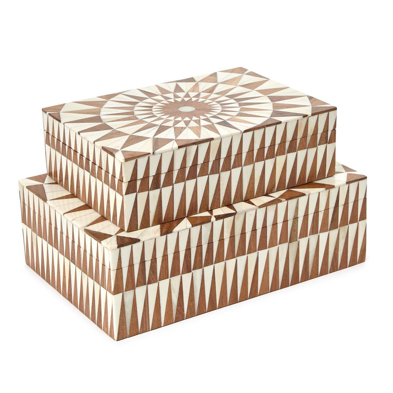 The Mark Inlaid Hinged Box with Wood Finish Interior - 2 sizes