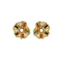 Multi & Gold Gaia Post Handmade Crochet Earrings