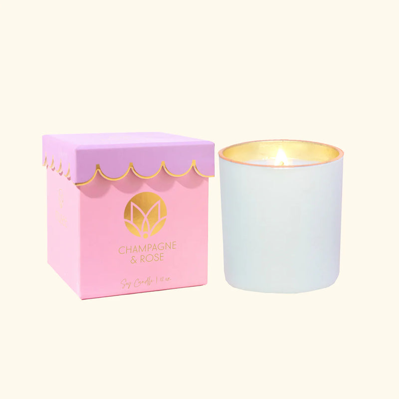 Champagne & Rose Scalloped Candle