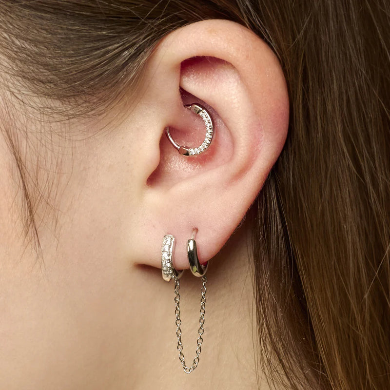 Sparkling Daith Hoop Single Earring