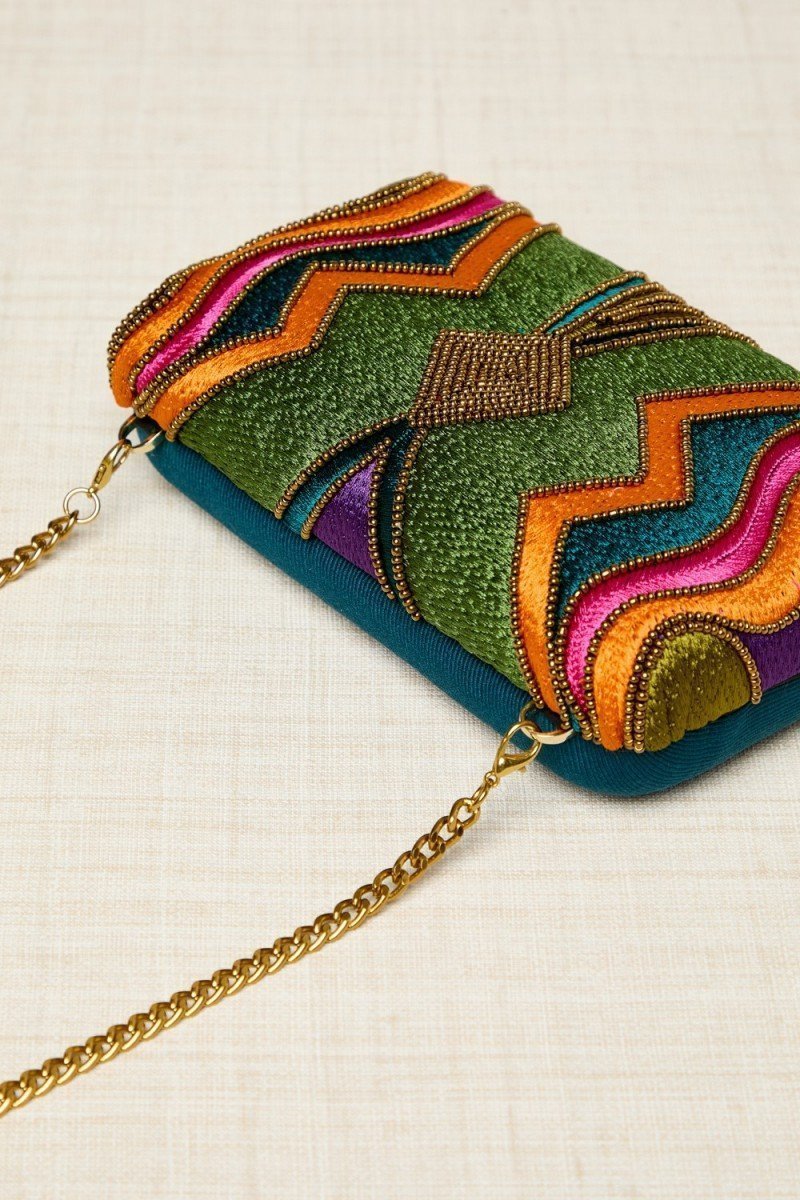 Hand Beaded Multi-Color Clutch