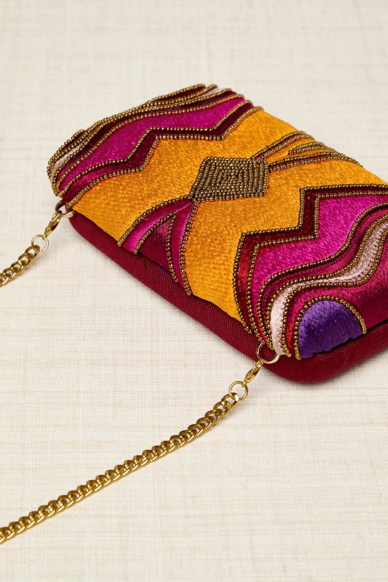 Hand Beaded Multi-Color Clutch