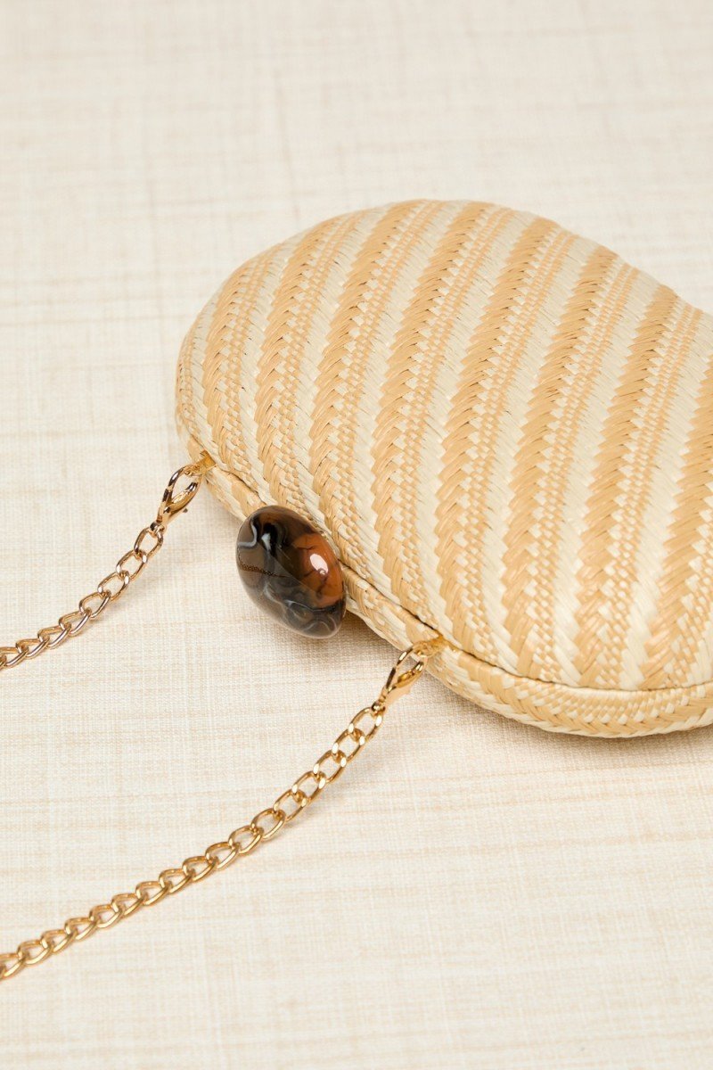 Oval Straw Raffia Clutch