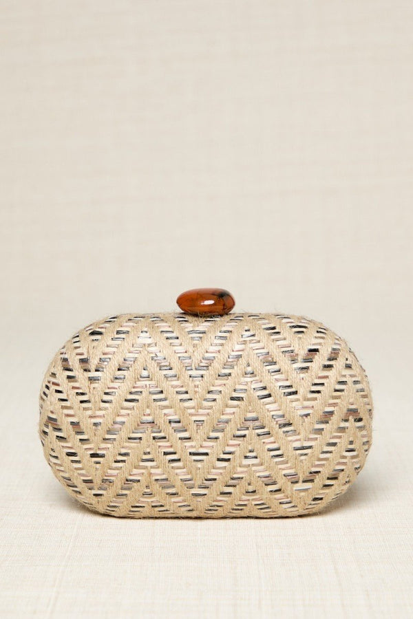 Oval Straw Raffia Clutch