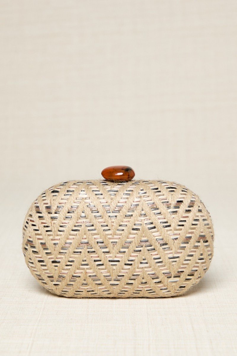 Oval Straw Raffia Clutch
