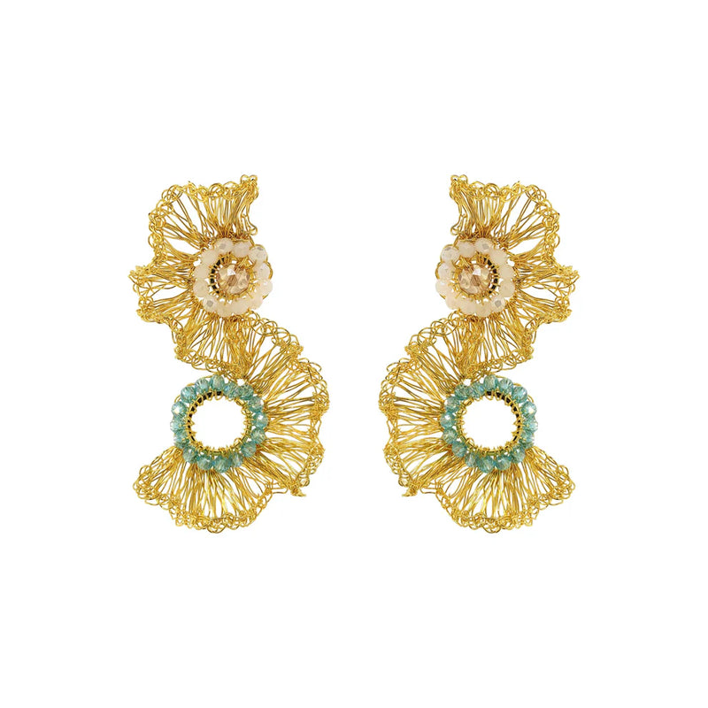Seafoam Blue Mix Gaia Duo Handmade Crochet Earrings