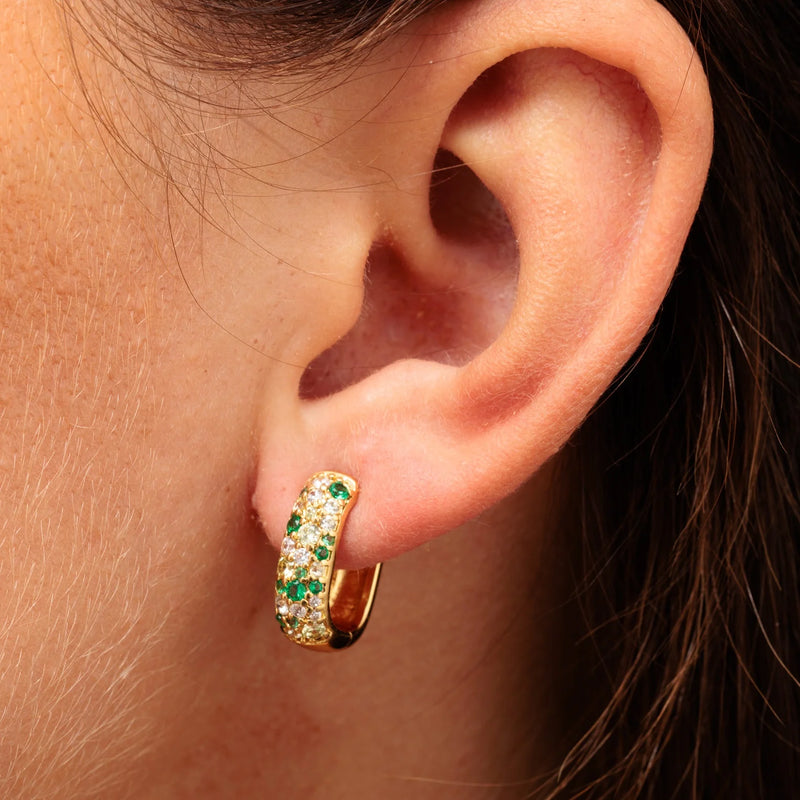 Gold Mosaic Chunky Huggie Hoop Earrings