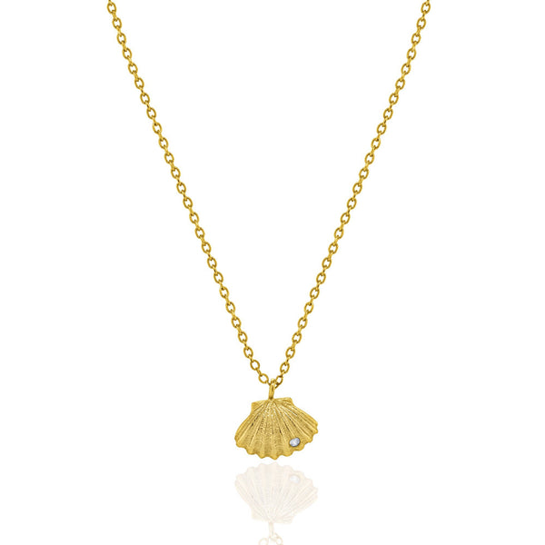 Sterling Silver Gold Vermeil Seashell CZ Necklace