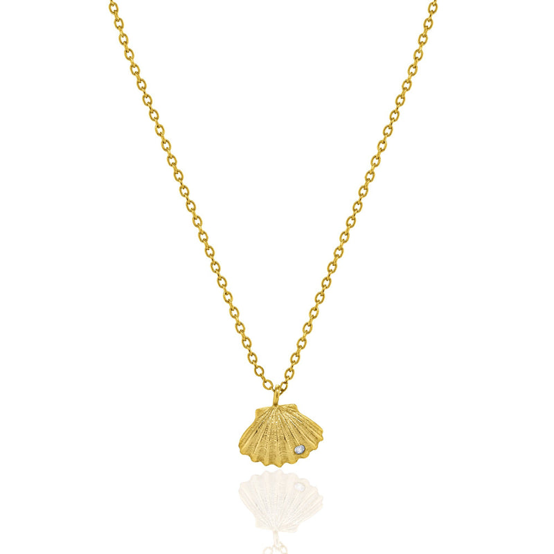 Sterling Silver Gold Vermeil Seashell CZ Necklace