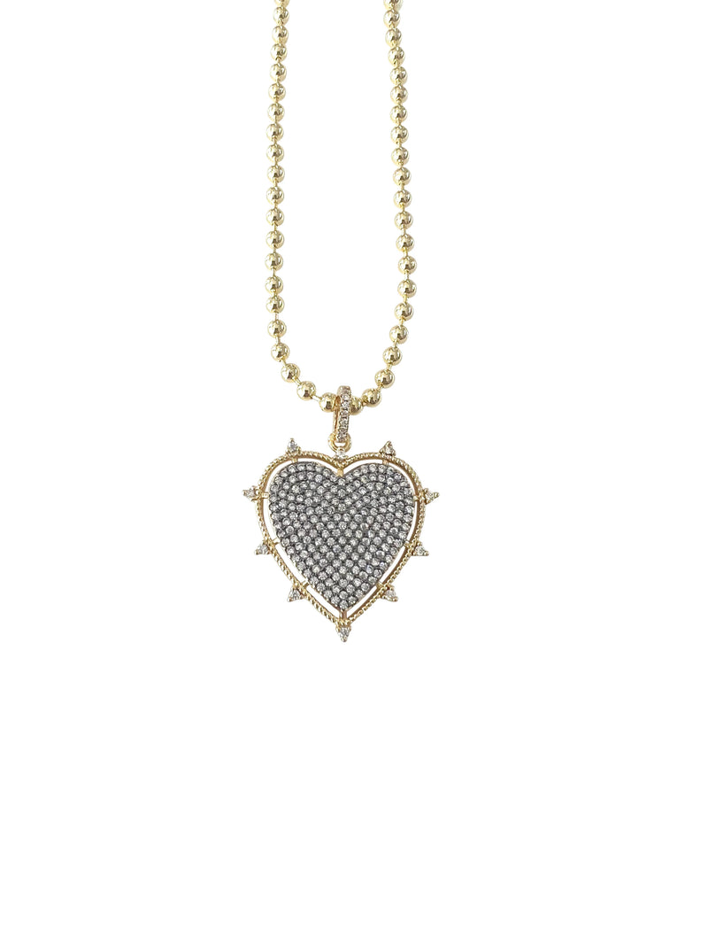 Rocky Diamond Heart  Necklace