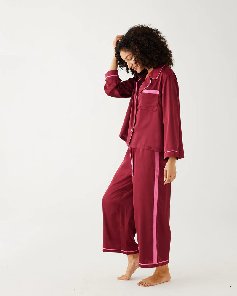 Satin Sailors Pajama Set - Garnet