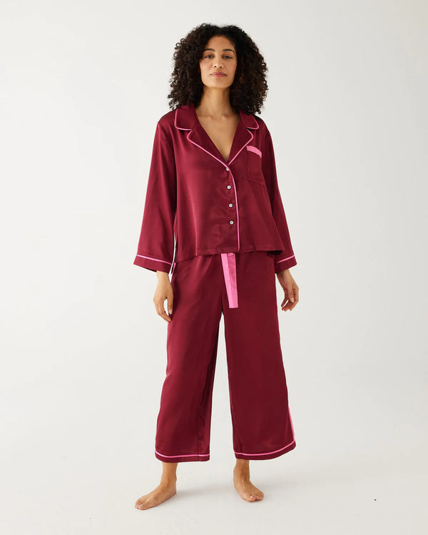 Satin Sailors Pajama Set - Garnet