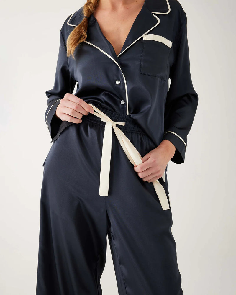 Satin Sailors Pajama Set - Dark Sapphire