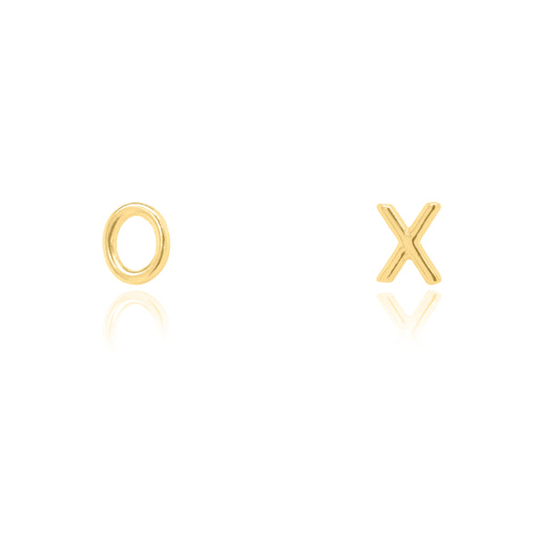 Sterling Silver Gold Vermeil Plain XO Stud Earrings
