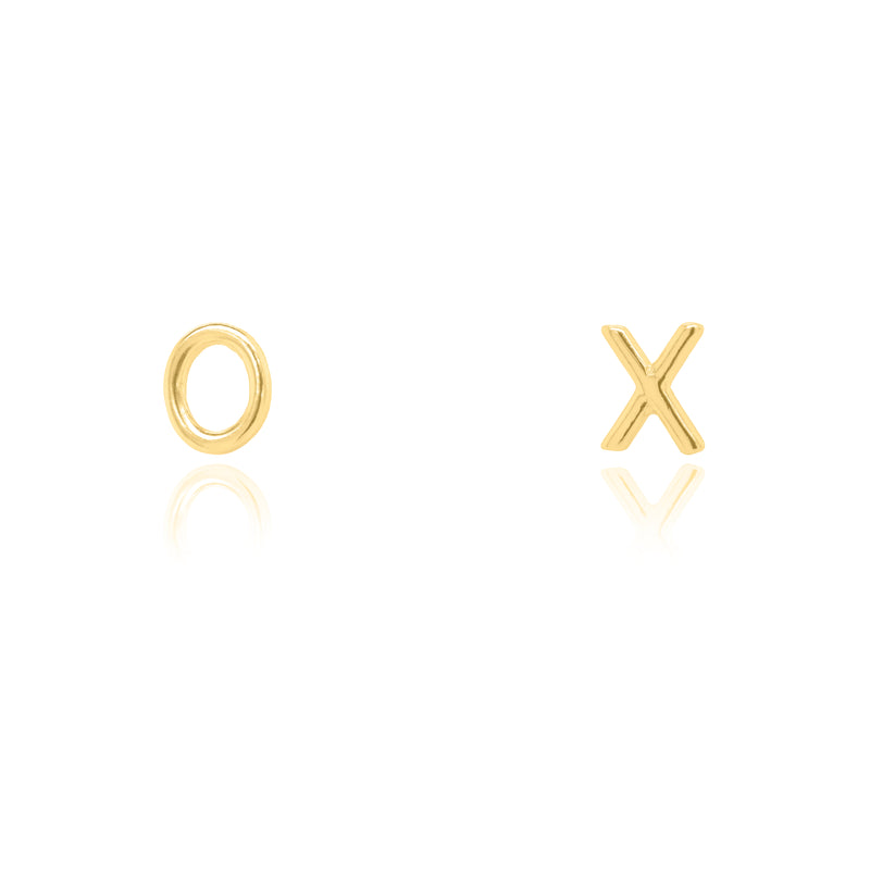 Sterling Silver Gold Vermeil Plain XO Stud Earrings