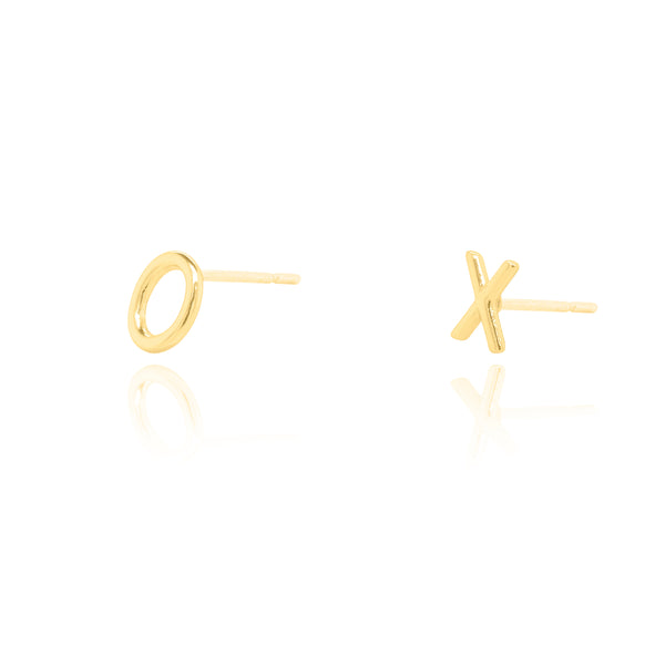 Sterling Silver Gold Vermeil Plain XO Stud Earrings