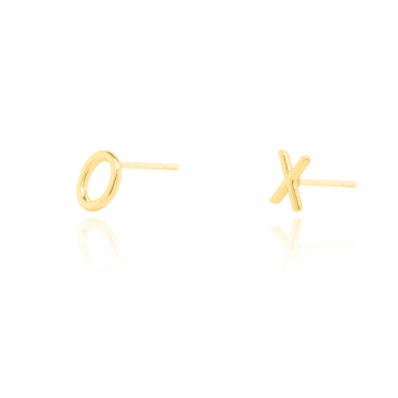 Sterling Silver Gold Vermeil Plain XO Stud Earrings