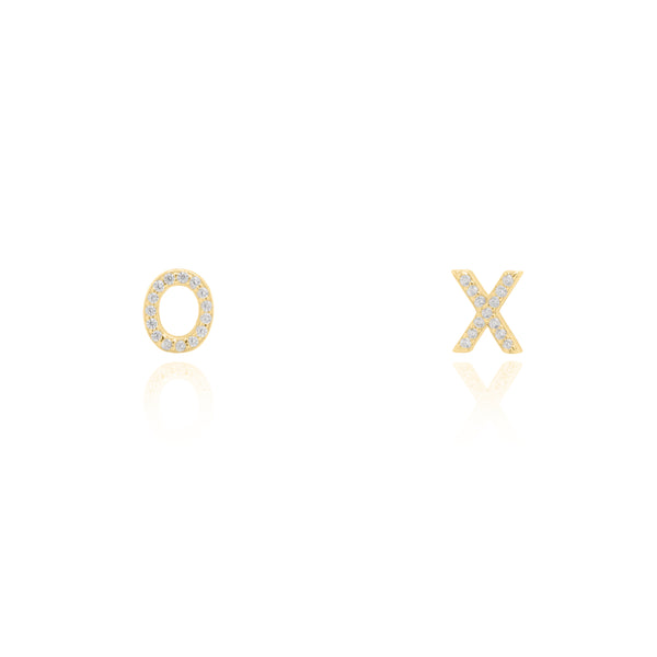 Sterling Silver Gold Vermeil XO Studs with CZ