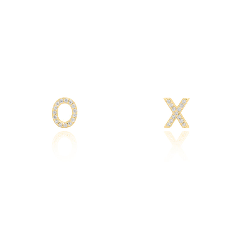 Sterling Silver Gold Vermeil XO Studs with CZ