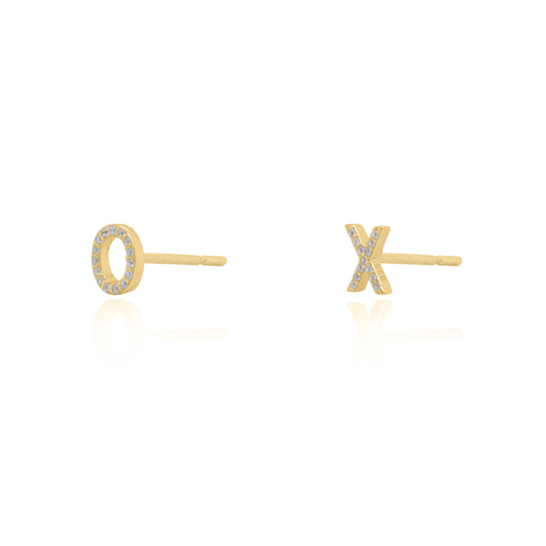 Sterling Silver Gold Vermeil XO Studs with CZ