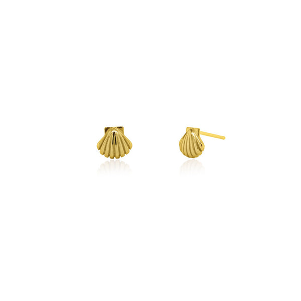 Sterling Silver Gold Vermeil Seashell Stud Earrings
