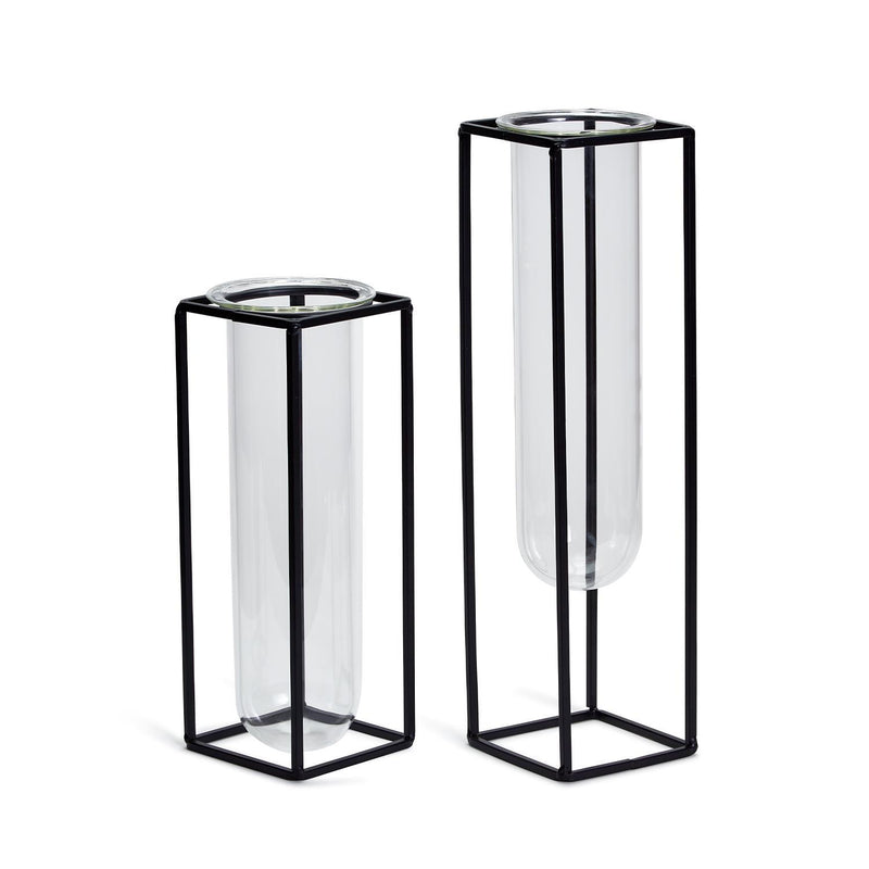 Hanging Gardens Vases in Square Metal Stand