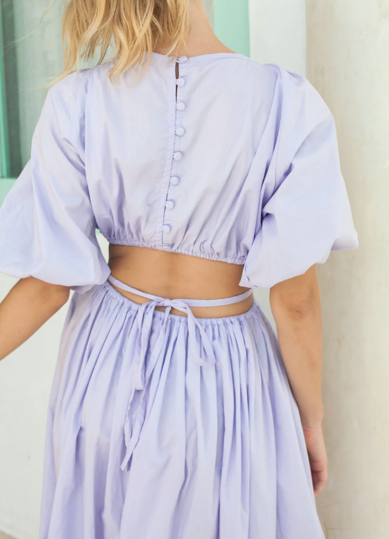 Eva Poplin Cotton Cutout Midi Dress