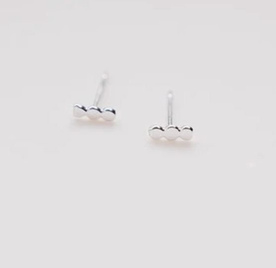 3 dot filled earring silver or gold