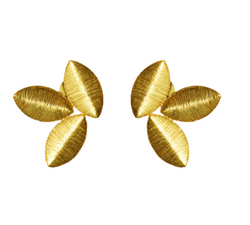 Three Gold Tiny Leaf Earrings