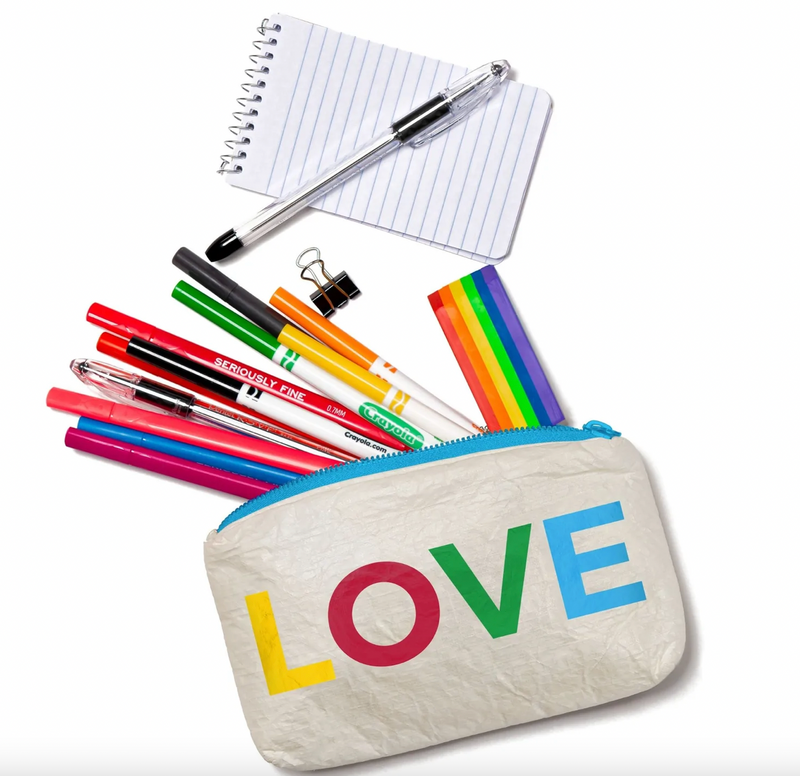 Cosmetic Bag Set - White with Rainbow "LOVE"