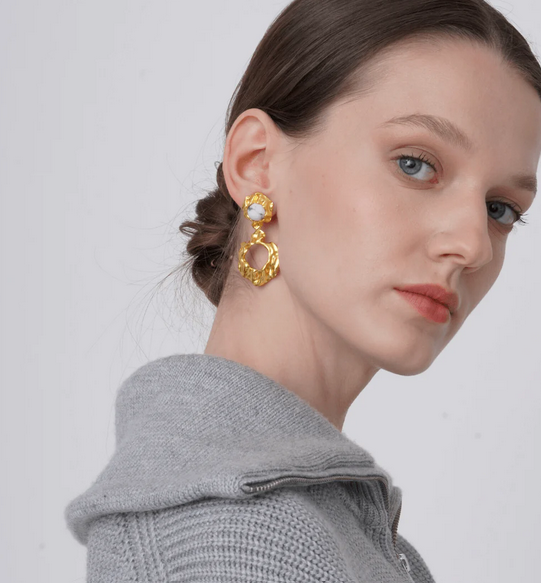 Salome Gold Howlite Earrings